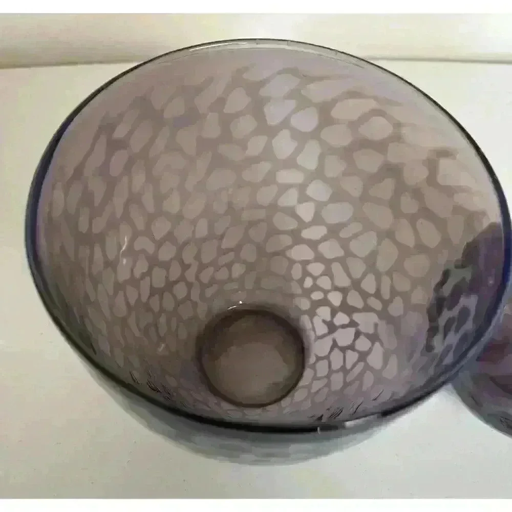 Two Hand Blown Art Glass Vases Purple Tortoise shell spots Clear pontil mark